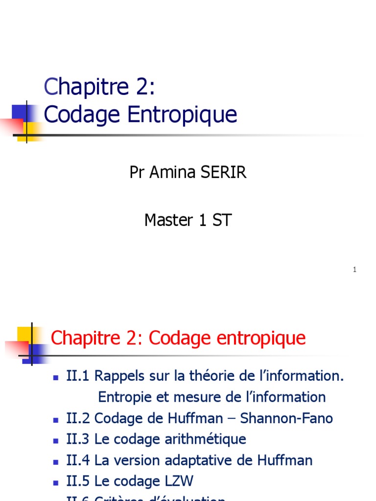 Introduction au codage entropique | PDF | Compression de données ...