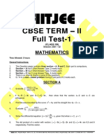 Cbse Term - Ii Full Test-1: Fiitjee