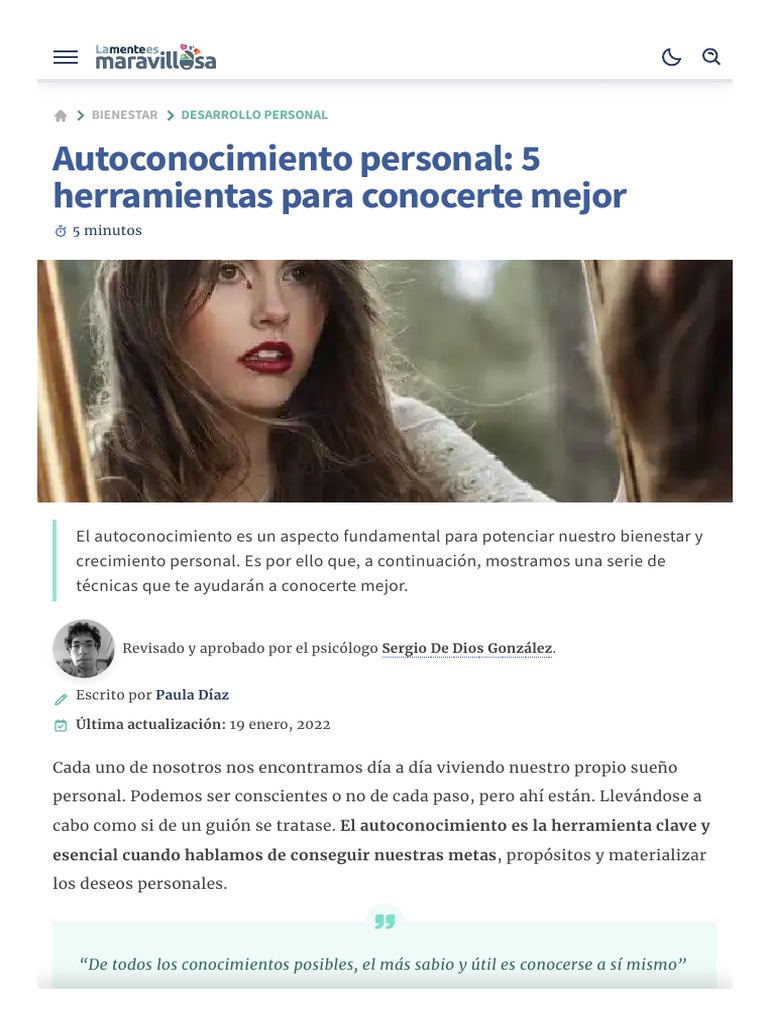 Autoconocimiento Personal: 5 Herramientas para Conocerte Mejor | PDF ...