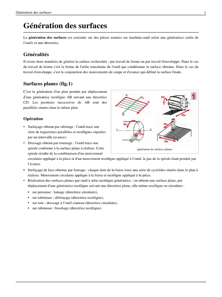 Génération des surfaces en usinage | PDF | Connaissance procédurale ...