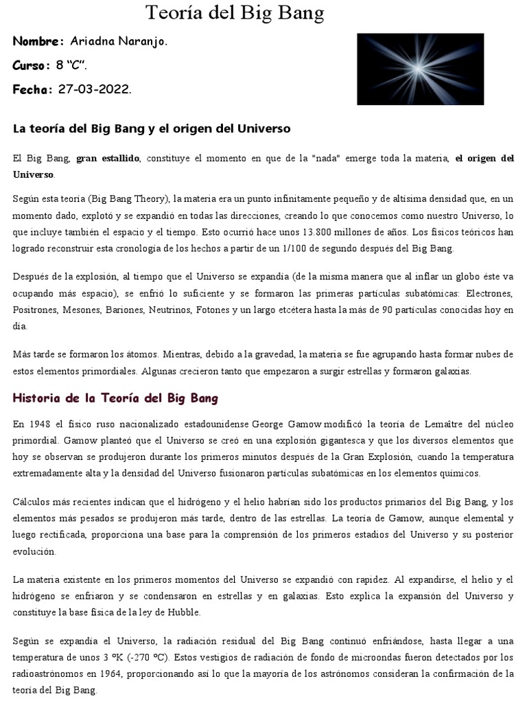 El Big Bang y el origen del Universo | PDF | Big Bang | Universo