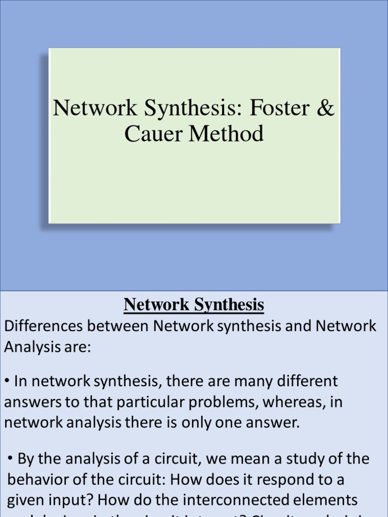 Network Synthesis: Foster & Cauer Methods | PDF | Resonance ...