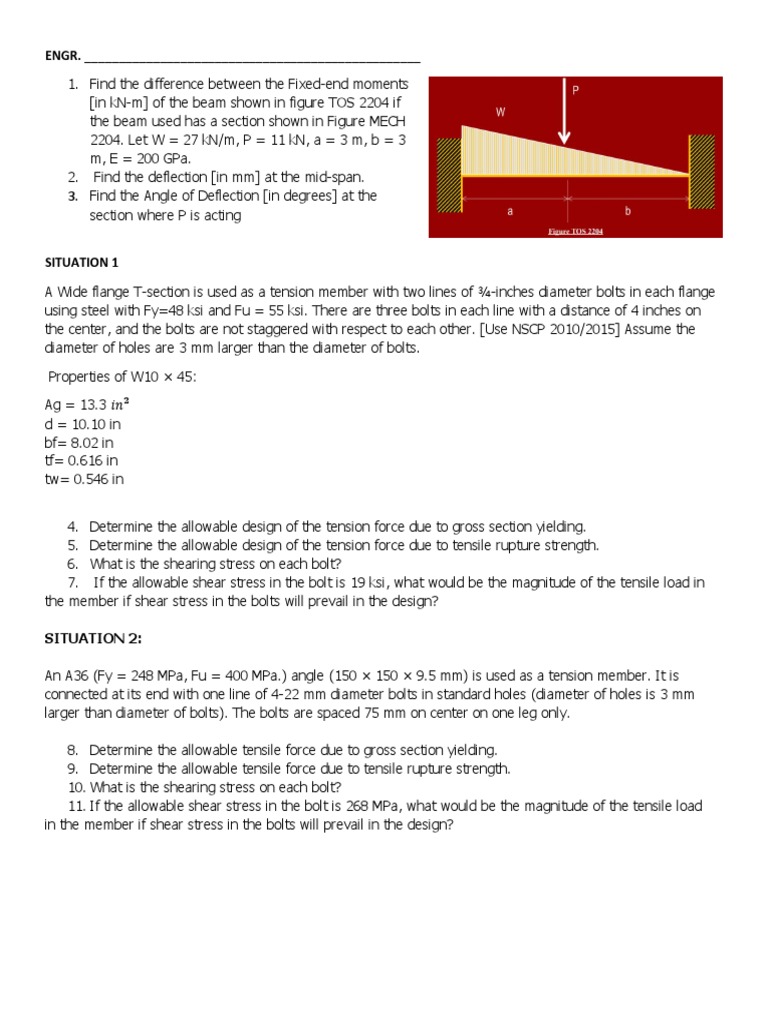 Exercise 1 | PDF | Strength Of Materials | Beam (Structure)