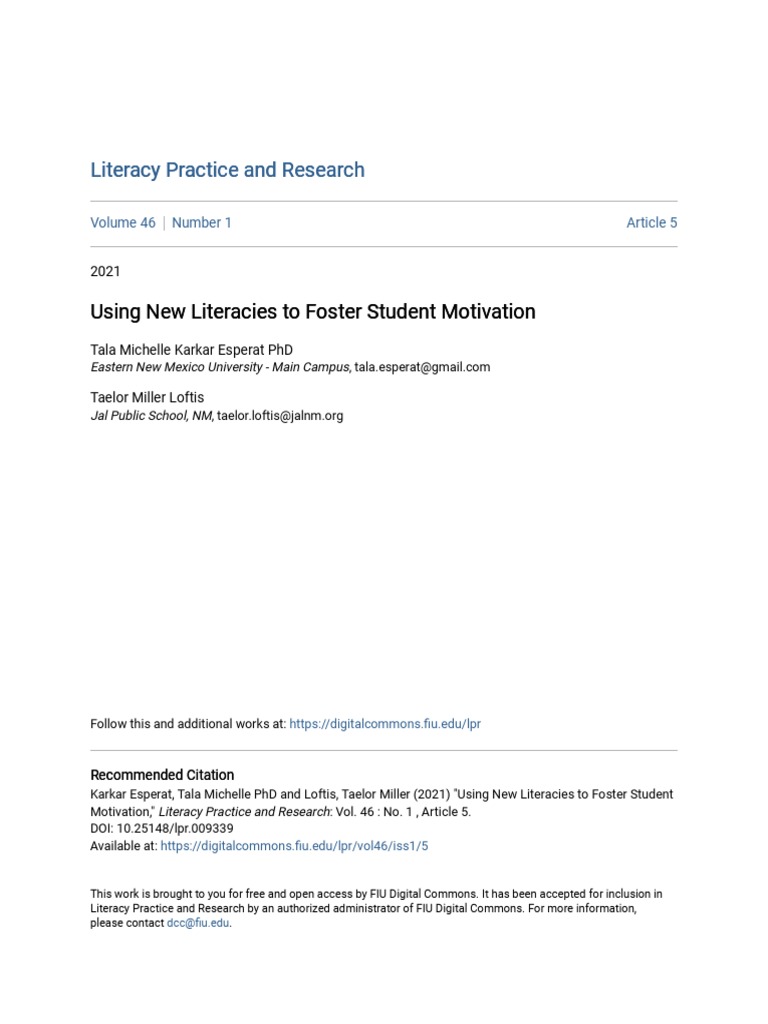 New Literacies Boosting Student Motivation | PDF | Literacy | Motivational