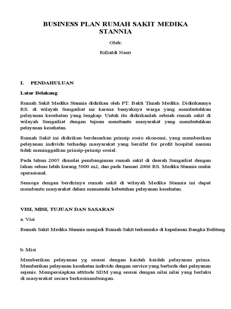 03 Business Plan Rumah Sakit Cibubur Pdf Free Pdf