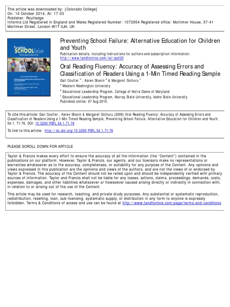 Preventing School Failure Alternative Education For Children and Youth