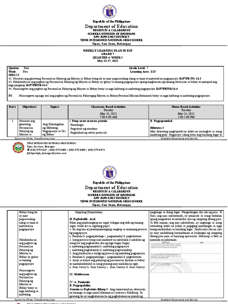 Q4 WLP ESP Week 5 | PDF