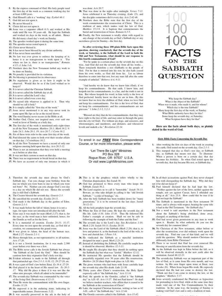 100 BIBLE FACTS CONCERNING THE SABBATH GODS SABBATH TRUTH PDF intelligence overview