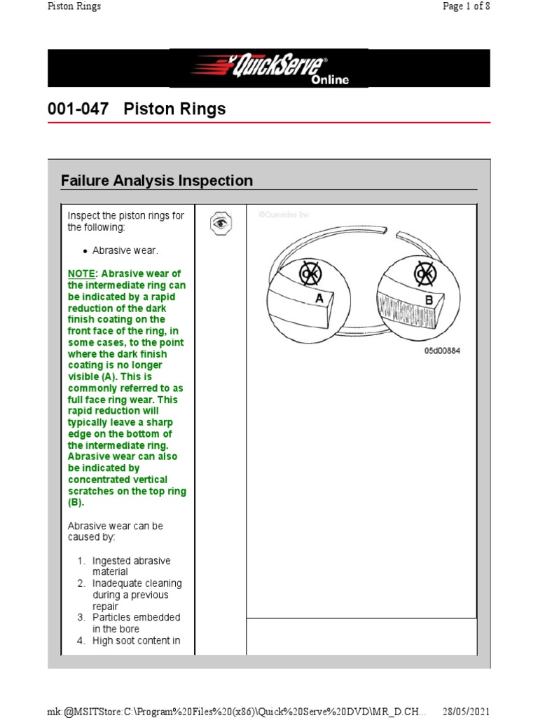 001-047 Piston Rings: Failure Analysis Inspection | PDF | Piston ...