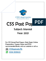 CSS Past Papers: Subject: Islamiat Year: 2021