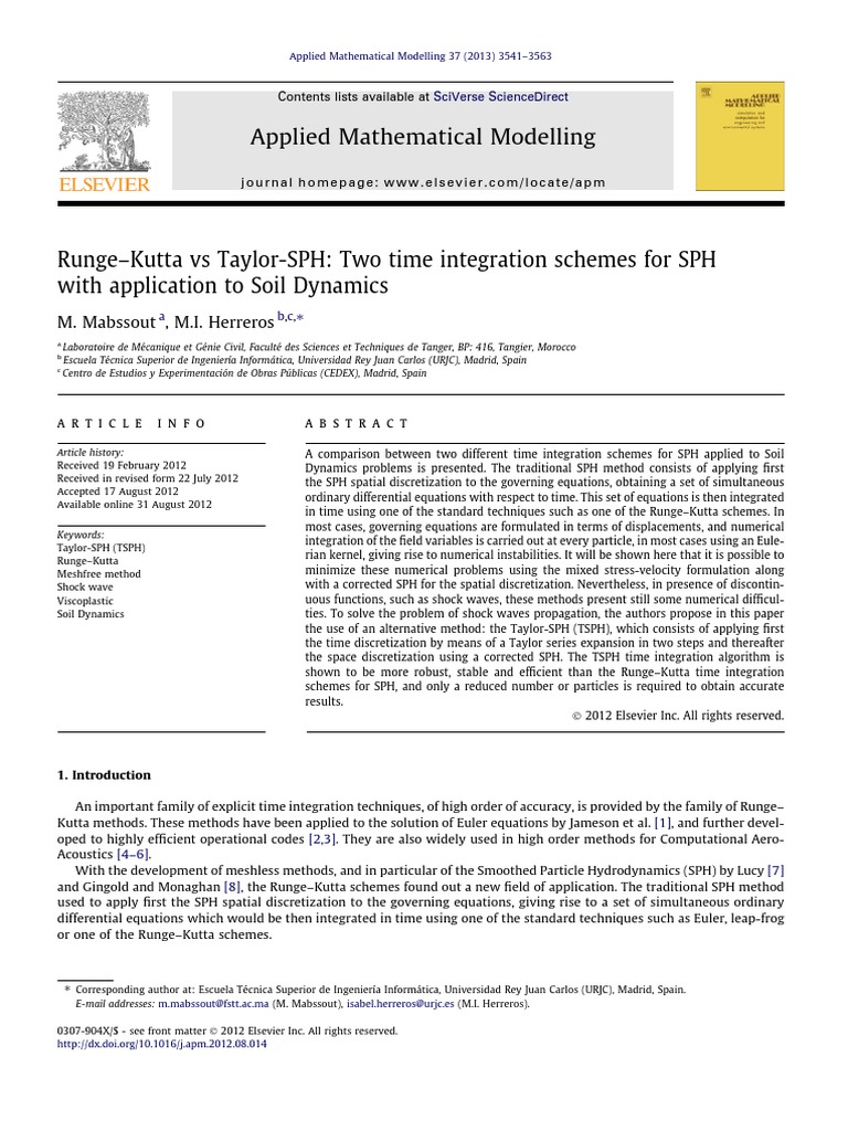 RungeKutta Vs TaylorSPH Two Time Integration Schemes For SPH With Application To Soil