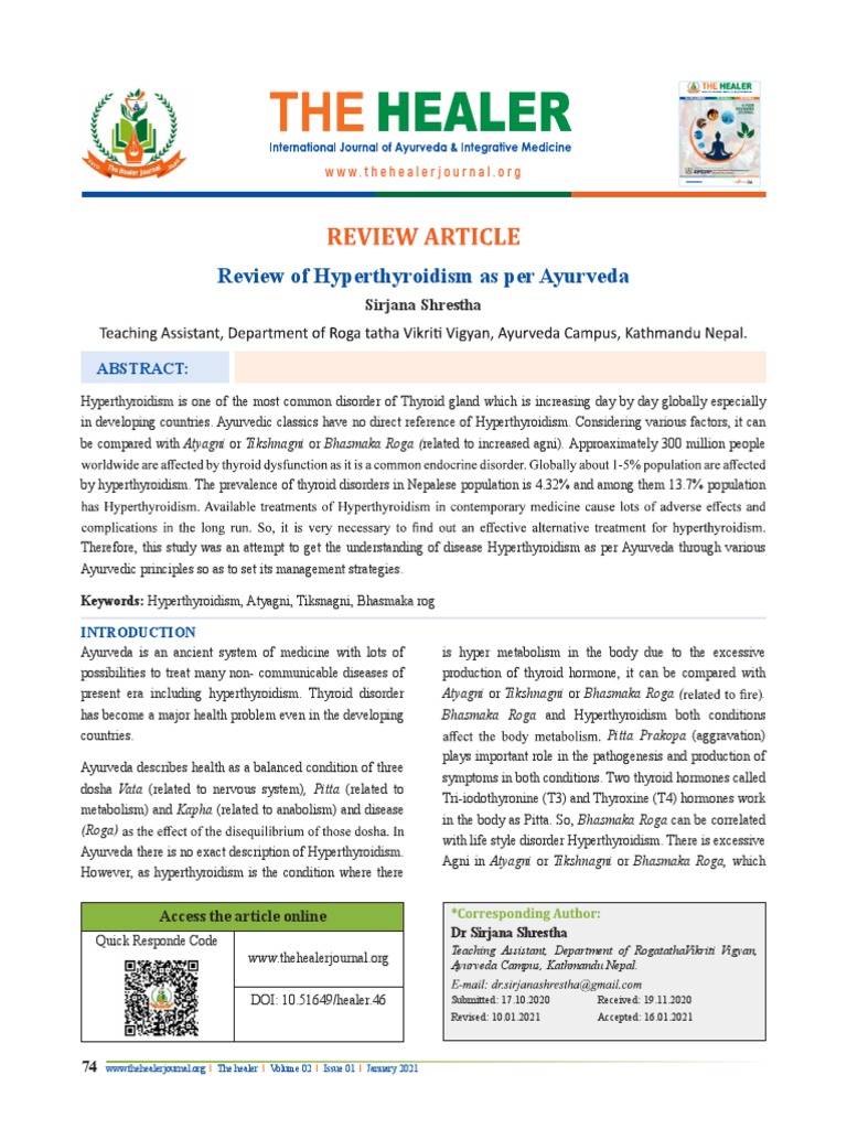 Ayurvedic Insights on Hyperthyroidism | PDF | Hyperthyroidism | Ayurveda