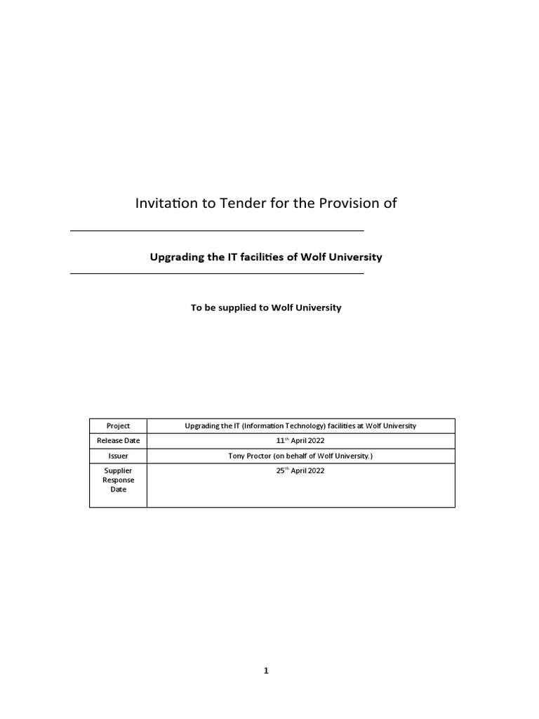 IT Upgrade Tender for Wolf University | PDF | Computer Network | Internet