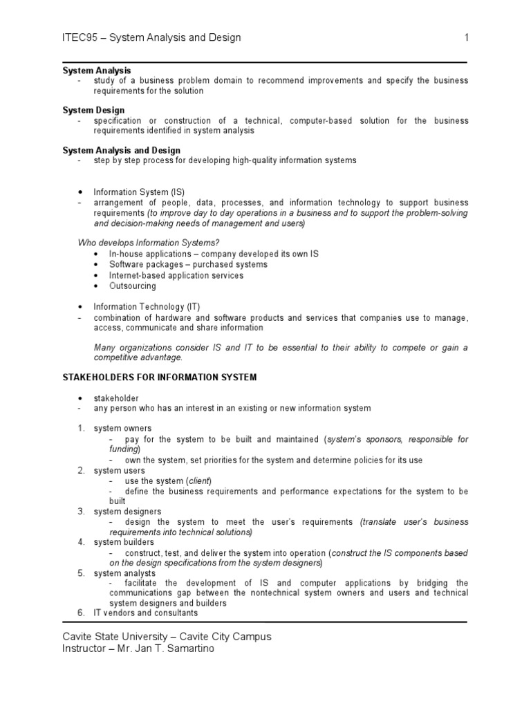 System Analysis and Design Overview | PDF | Intelligence Analysis ...