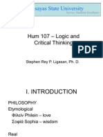 Hum 107 Logic and Critical Thinking: Stephen Rey P. Ligasan, Ph. D