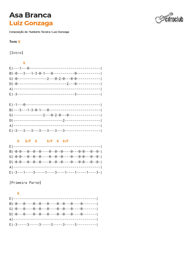 Cifra Club Luiz Gonzaga Asa Branca Com Tablatura PDF