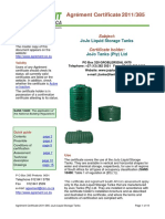 Agrément Certificate 2011/385: Jojo Liquid Storage Tanks