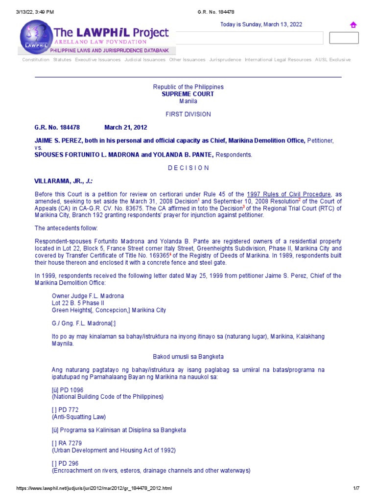 Supreme Court Ruling on Property Demolition Case | PDF | Nuisance ...