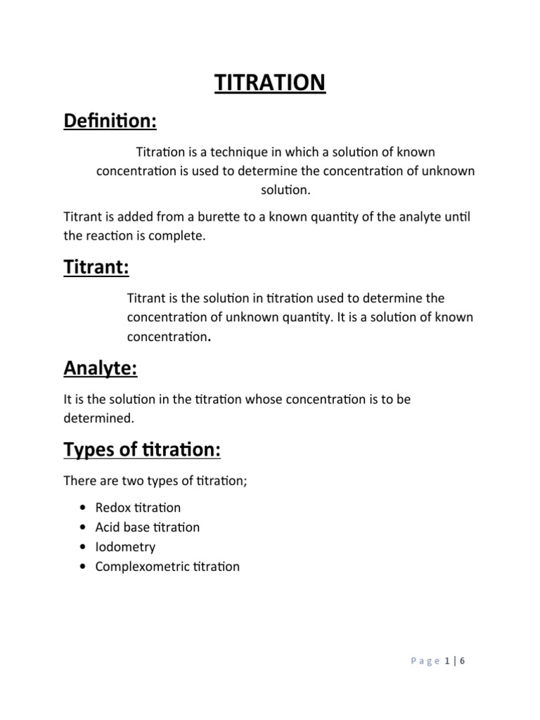 Titration Definition Descargar gratis PDF Chemistry Titration