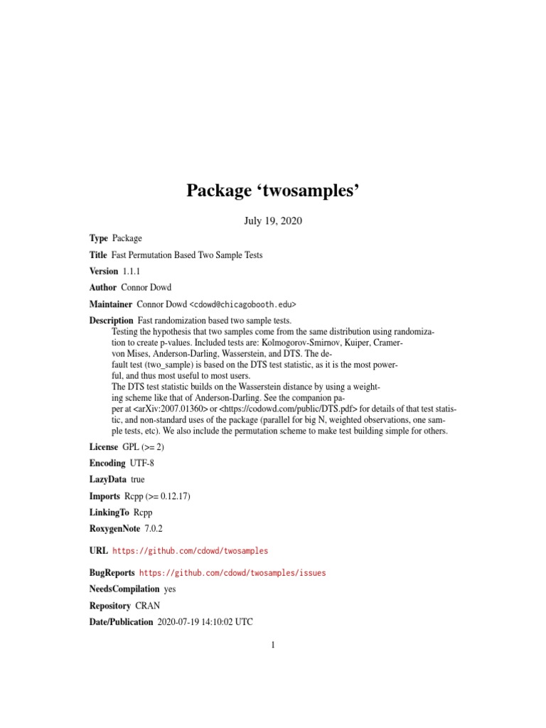 Twosamples PDF Bootstrapping (Statistics) P Value