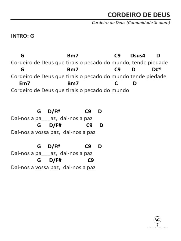 Cordeiro de Deus (Cifra) PDF