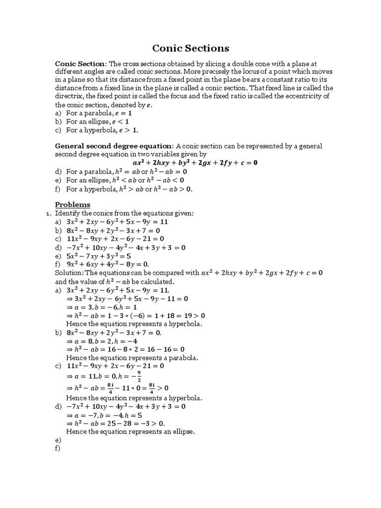 Conic Sections for Math Students | PDF | Euclidean Plane Geometry ...