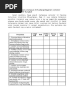 Download Kuesioner Kepuasan Pelanggan Terhadap Pelayanan Customer Service PT BTN KCP Rungkut by Ardi Teguh SN57691848 doc pdf