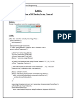 Creation of GUI Using Swing Control Lab Tasks:: TASK#1