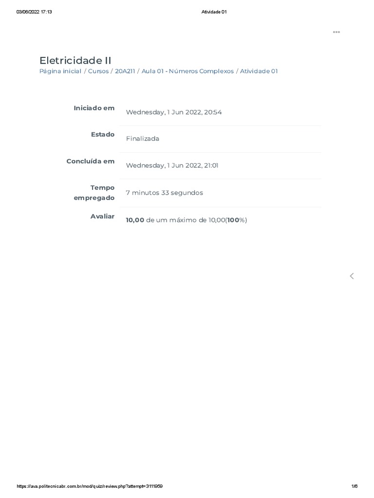 Eletricidade II Atividade 01 | PDF