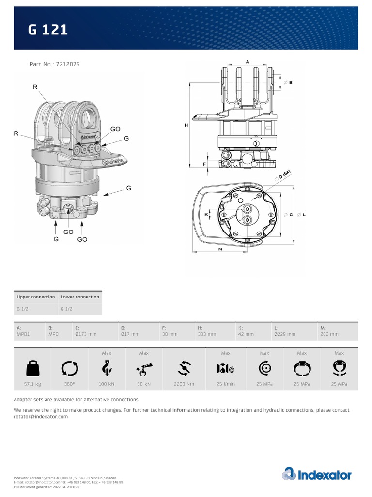 Indexator Rotator G 121 Specifications | PDF