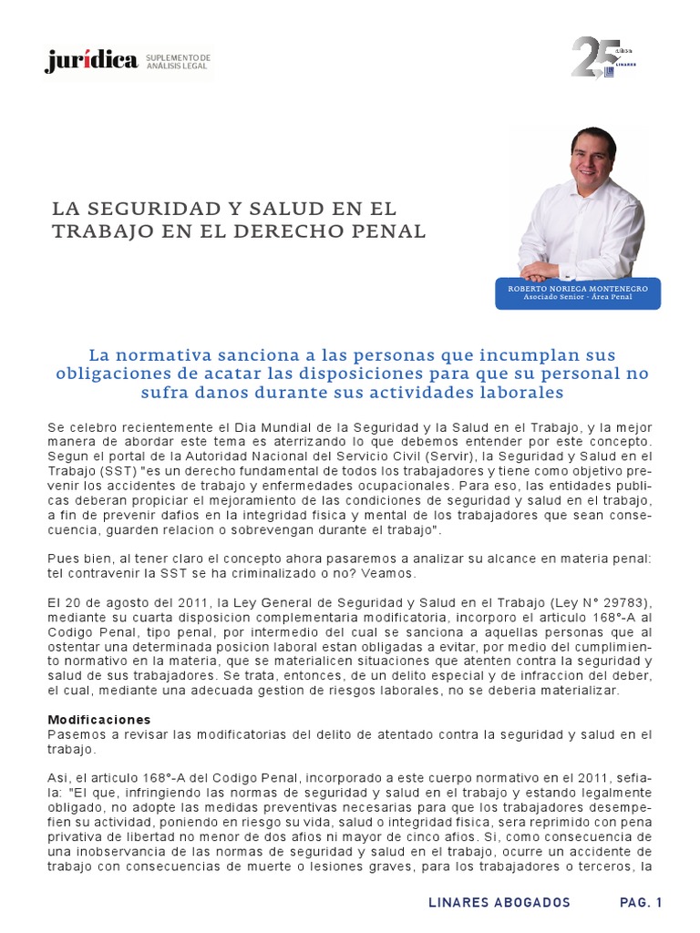 La Seguridad y Salud en El Trabajo en El Derecho Penal | PDF | Derecho ...