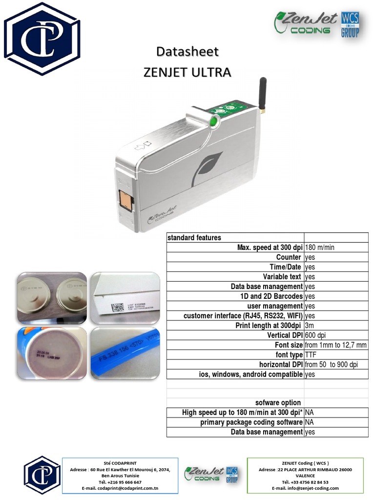 Datasheet Zenjet Ultra PDF