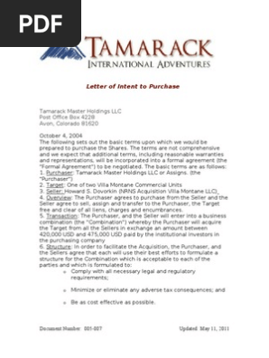 Letter of Intent
