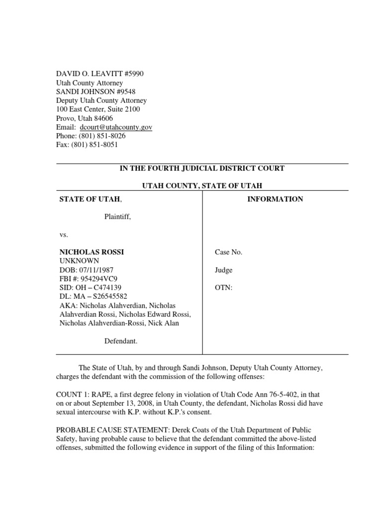 Nicholas Rossi Rape Case Information | PDF | Rape | American Government