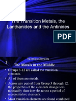 The Transition Metals, Lanthanides and Antinides