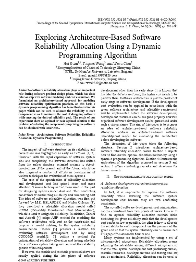 Exploring Architecture-Based Software Reliability Allocation Using A ...