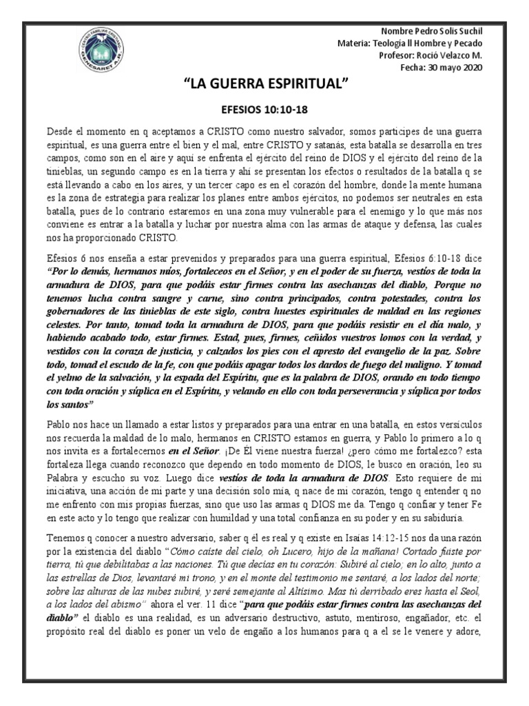 La Guerra Espiritual en Efesios 6 | PDF | Oración | Demonios