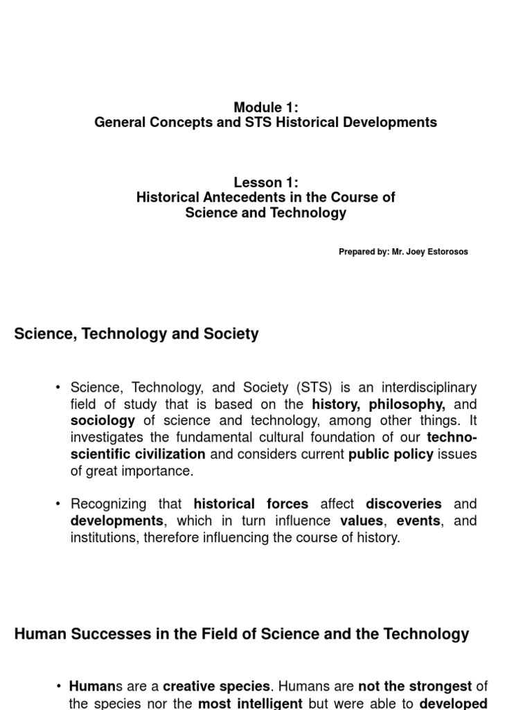 Module 1 Lesson 1 Historical Antecedents In The Course Of Science And