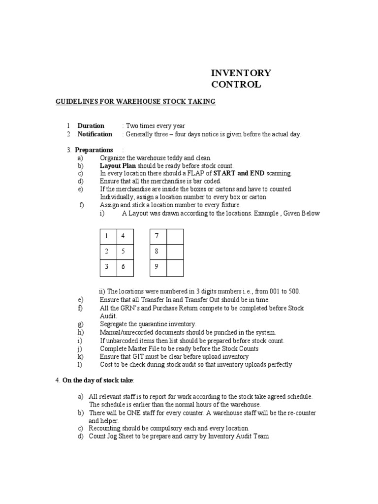 Warehouse Inventory Control Guidelines | PDF | Inventory | Computing