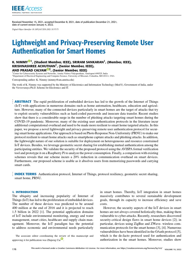 Lightweight Remote User Authentication | PDF | Internet Of Things ...