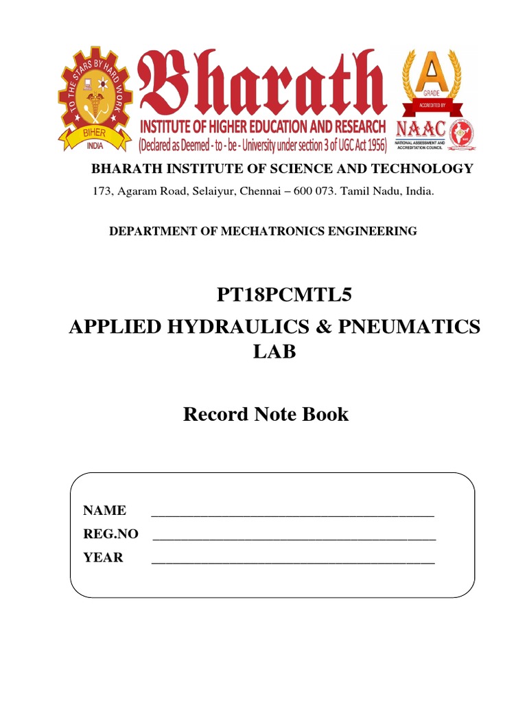 PT18PCMTL5 Applied Hydraulics & Pneumatics Lab PDF Pump Valve