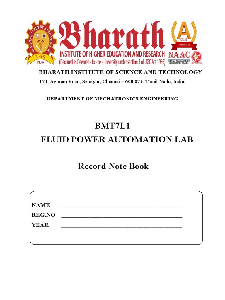 BMT7L1Fluid Power Automation Lab PDF Pump Valve