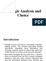 Strategic Analysis and Choice