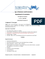 College of Business and Economics Department of Economics: Assignment I: Term Paper