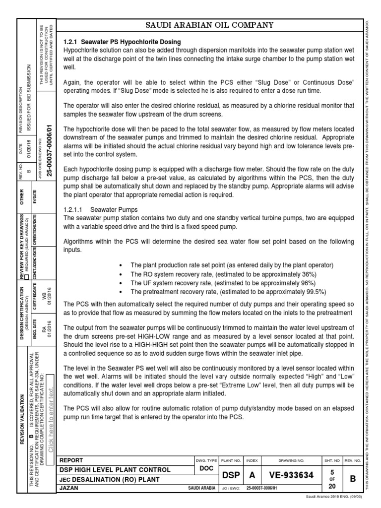 Sea Water Dosing PDF Pump Flow Measurement
