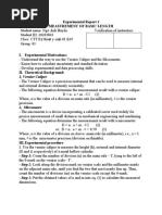 Experimental Report 1 Measurement of Basic Length