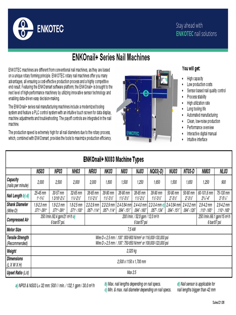 ENKOTEC NX03 Nail Machine Overview | PDF | Machines | Automation
