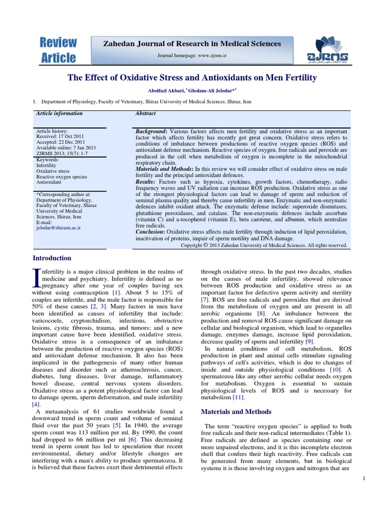 The Effect of Oxidative Stress and Antioxidants On | PDF