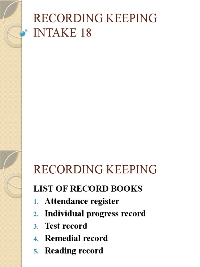 Recording Keeping PDF Educational Assessment Learning