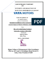 Research Project Report: ON "Recruitment and Selection of Employees in Tata Motors in Lucknow"